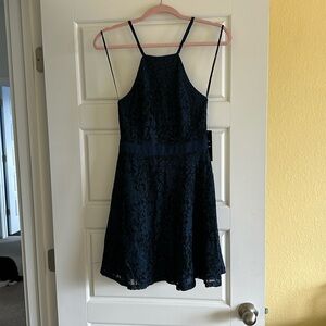 Lulus navy blue skater skirt dress